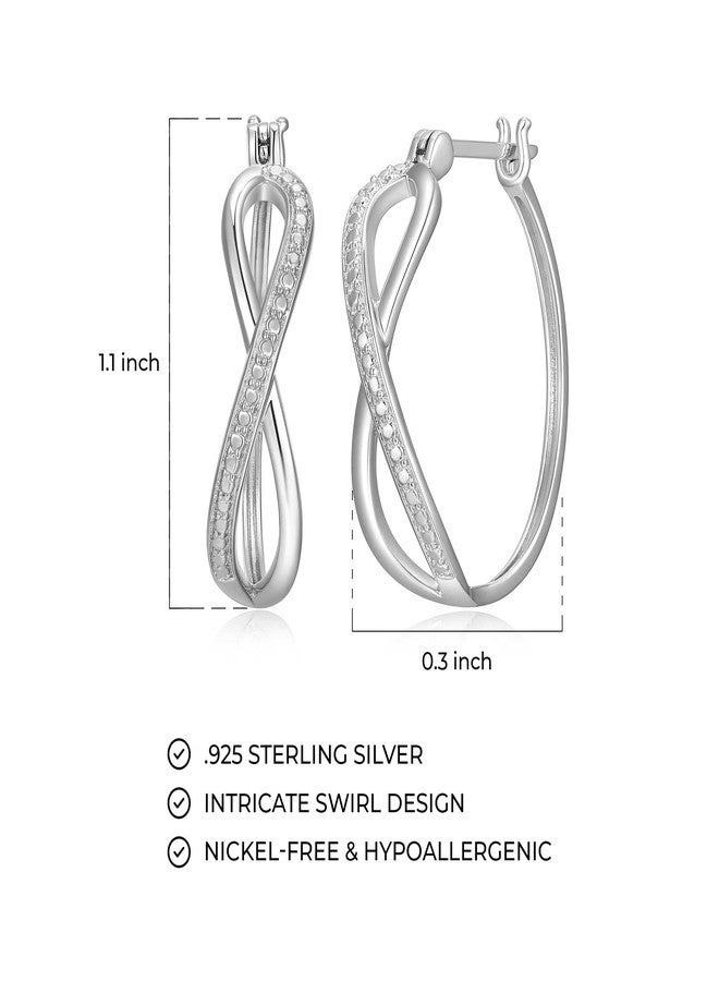 مورجان آند بايدج أقراط حلقية من الفضة الإسترليني عيار 925 مطلية بالروديوم الفاخر من مورغان آند بيج، بتصميم لانهائي مميز للنساء - أقراط من الفضة الإسترليني خالية من النيكل ومضادة للحساسية، مجوهرات لها - Image 3
