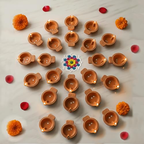CraftVatika LED Floating Water Sensor Diyas Set of 24, Diwali Decor Items, Waterproof Decorative Lights for Diwali, Home, Office, Pooja, Rangoli, Reusable Floating Diya for Decoration (24 Pcs) - Image 3