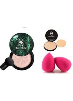 SUNISA Bb And Cc Cream Foundation With Mushroom Head Air Cushion 20G And 1 Studio Fix Compact Powder With 2 Pink Beauty Blenders (Pack Of 5)  - Image 2