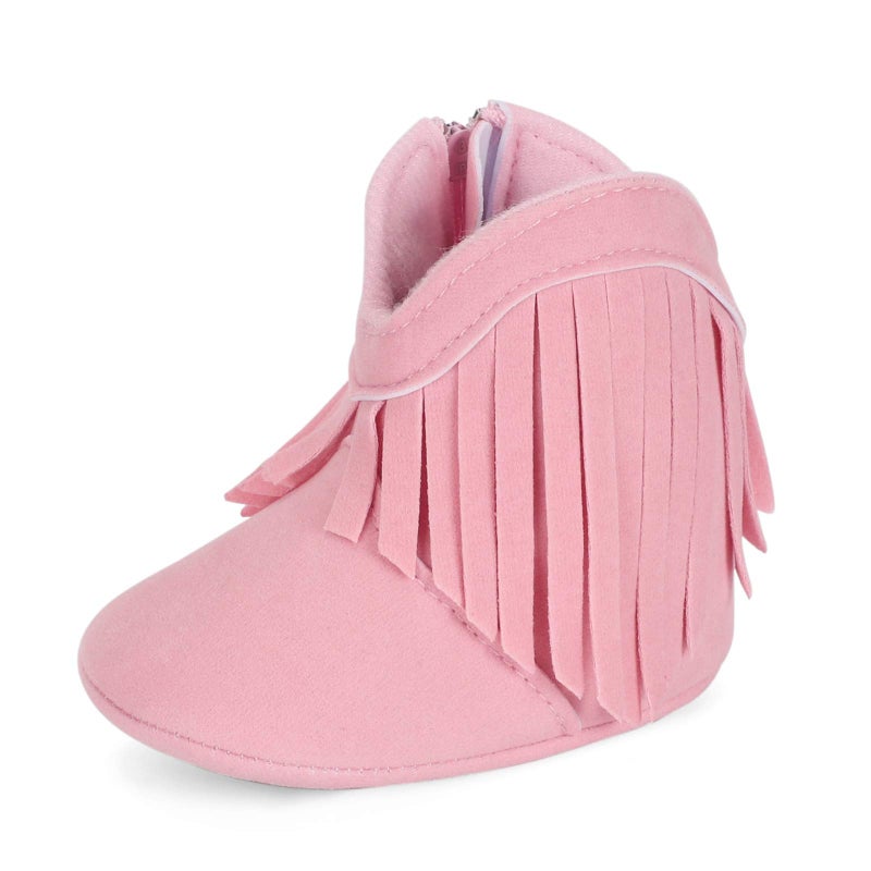 ESTAMICO Baby Girls Cowboy Tassel Boots Pink US 12-18 Months - Image 1