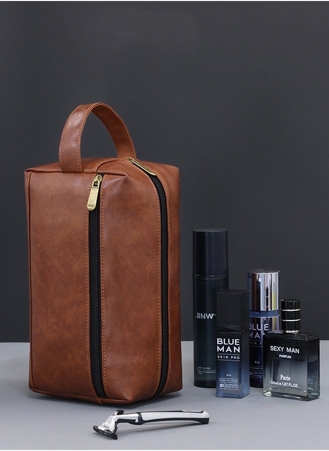 Lemon Toiletry Travel Bag for Men, PU Leather, Toiletry Bag with Electronic Organizer Bag, Waterproof Dopp Kit for Business Trips Swim Camping, Black&Brown  - Image 4