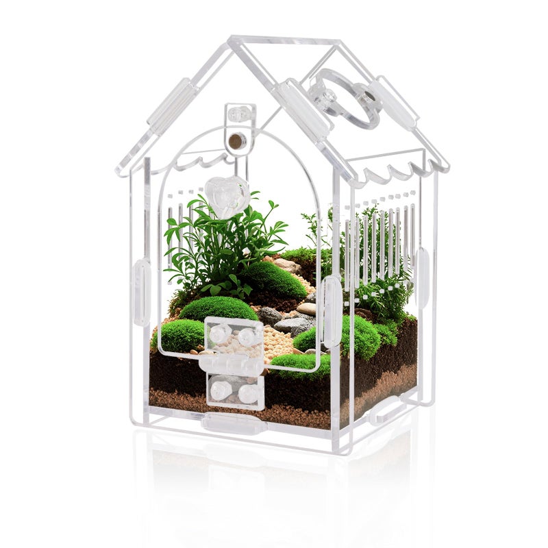 WEIKEJINA Jumping Spider Enclosure - Internal Dimensions 3.15"x3.15"x5.6" Acrylic Terrarium Kit for Tarantulas/Mantis/Reptiles with Magnetic Door, Ventilation & Easy Assembly - Image 1