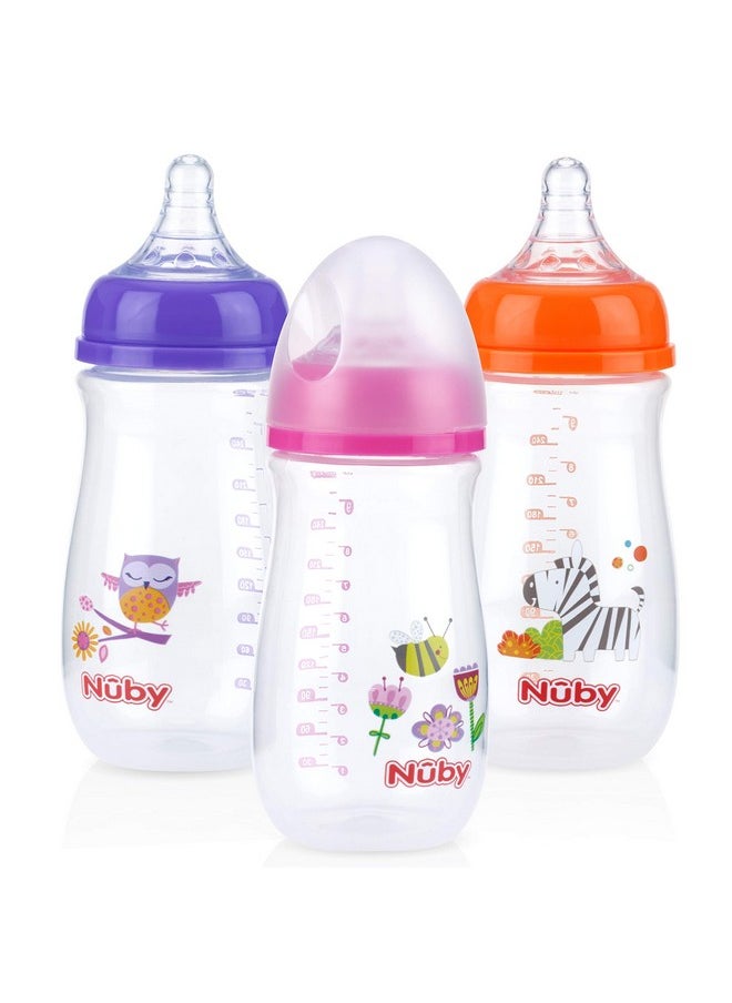 Nuby Nuby Tritan Wide Neck Non-Drip Bottles with Anti-Colic Air System: 9oz./ 270 Ml, 3 Pack, 3M+, Multi  - Image 2