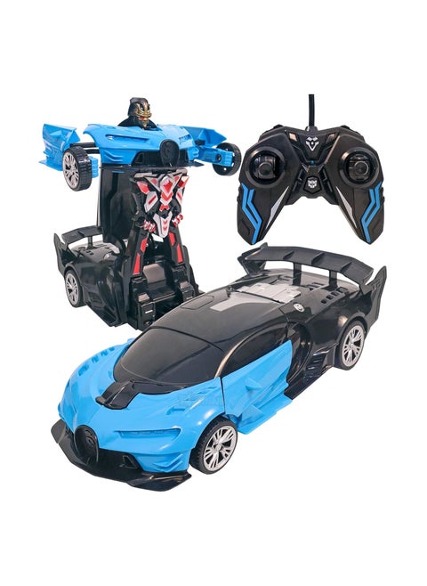 Remote Control Car to Robot Transforming Car Toy, Rechargeable- Blue