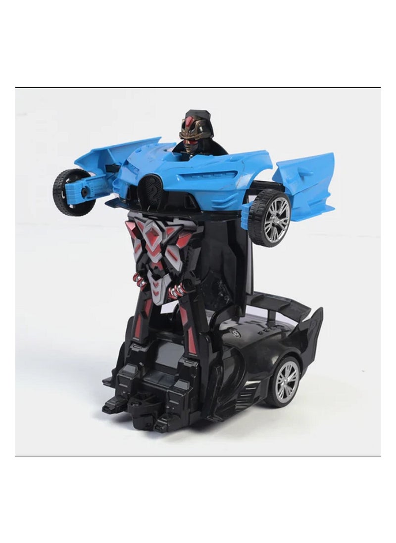 Remote Control Car to Robot Transforming Car Toy, Rechargeable- Blue  - Image 2