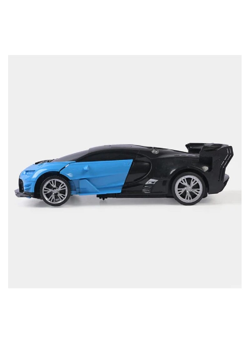 Remote Control Car to Robot Transforming Car Toy, Rechargeable- Blue  - Image 3