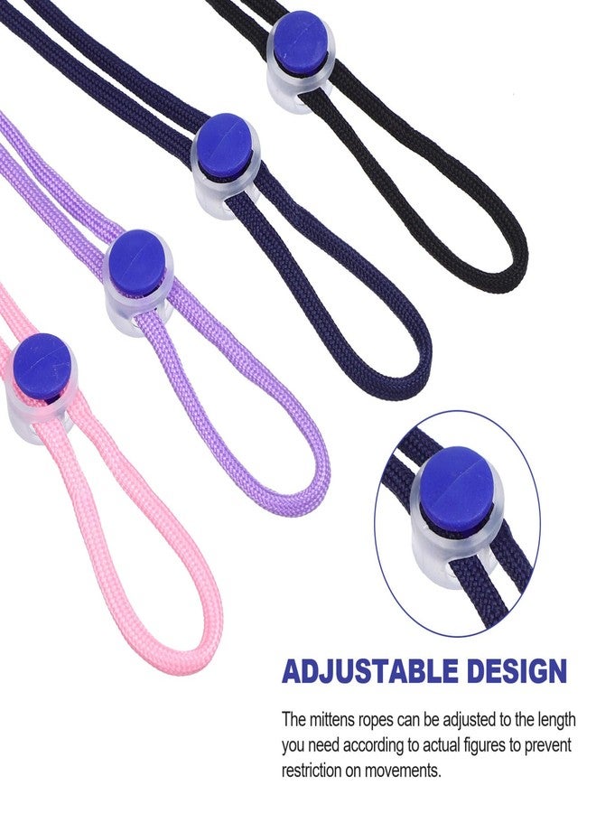 Milisten 4pcs Mitten Clips Glove Clips, Adjustable Glove, Anti-lost Lanyard, Elastic Winter s Neck Hanger Rope for Kids Boys Girls (Black, Blue, Purple, Pink) - Image 3