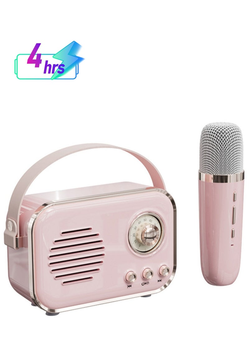 Bluetooth Speaker with Microphone, Karaoke Machine for Adults, Portable Karaoke Machine, Mini Karaoke Machine for Home Party, Birthday Gift (Pink)