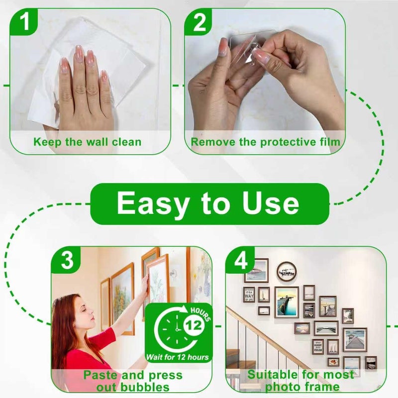 IOMDRWU Picture Hanging Hooks,6 PCS Heavy Duty Up-Grade Wall Hangers Without Nails,Wall Picture Hangers, Transparent Waterproof Adhesive Picture Hanger,Frame Hanger Sticky Hooks for Bathroom,Kitchen - Image 4