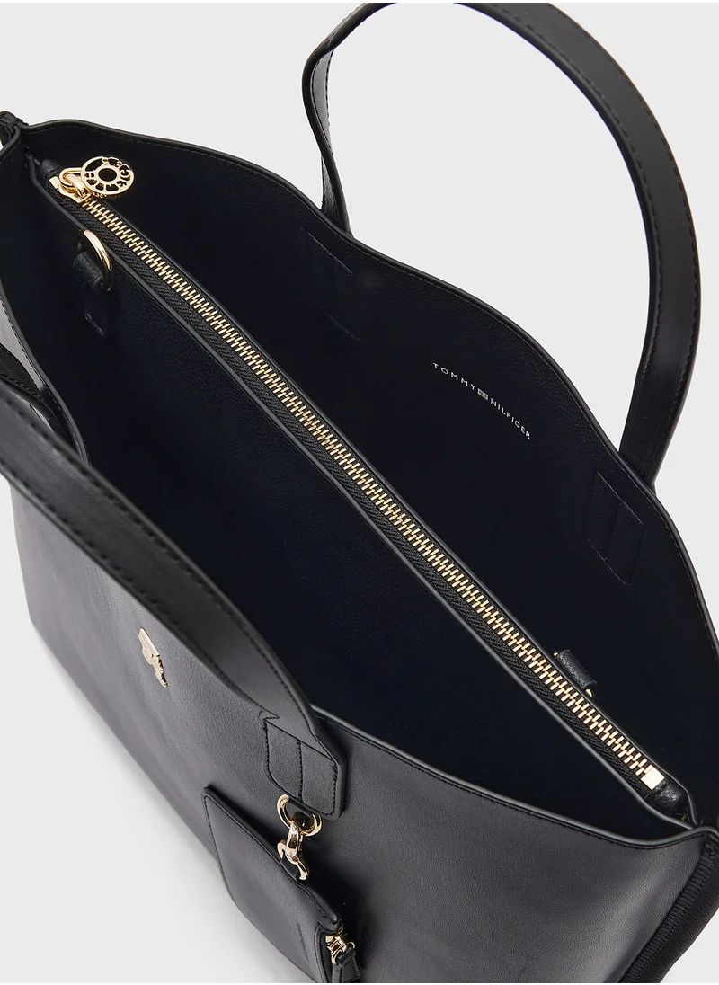 TOMMY HILFIGER Logo Detail Zip Over Tote