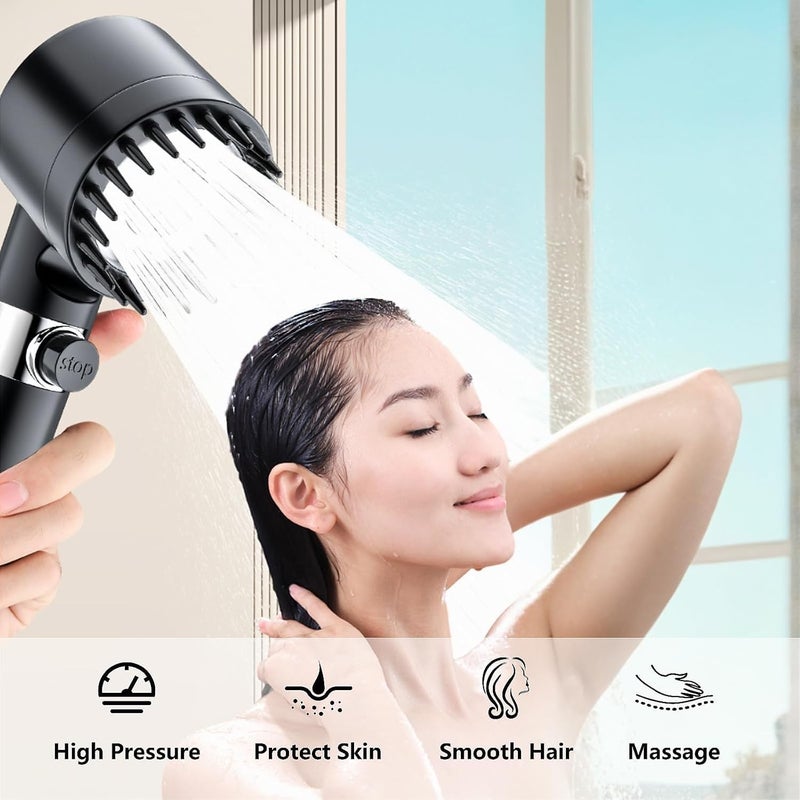 Filtered Shower Head with Handheld,High Pressure Shower Head 4 Spray Modes,ShowerHead with ON/OFF Switch for Pets,Built-in Power Wash to Clean Tub,Shower Heads Combo with Stainless Steel Hose - Image 1