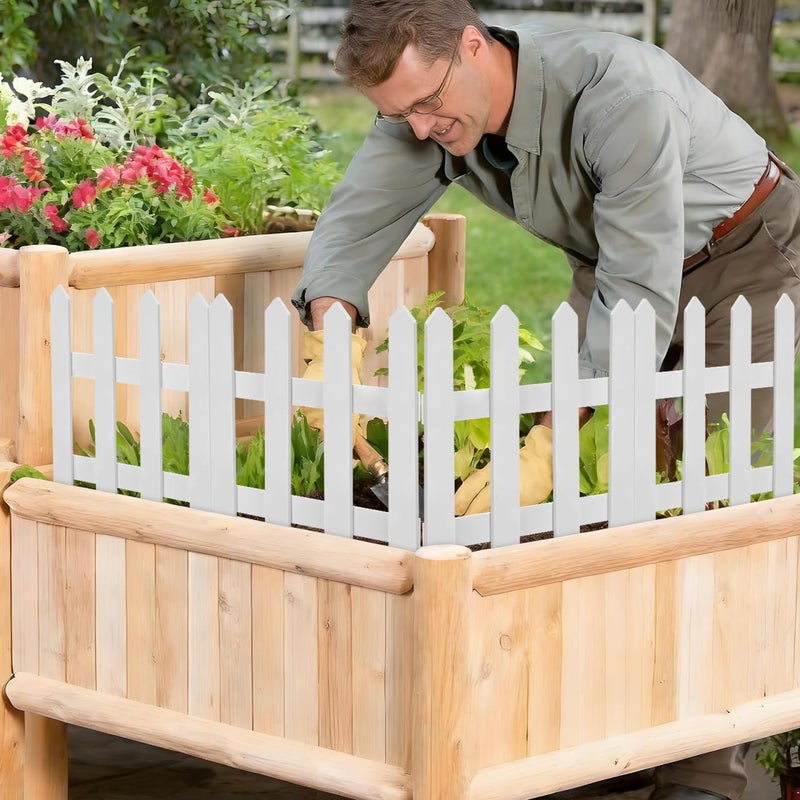 DOITOOL White Picket Fence Garden Border, Wood Decorative Garden Fence Animal Barrier Landscape Fencing Border for Dogs, Flower Bed, Yard and Patio Outdoor Decor (Total Length: 120cm, Height: 30cm) - Image 2
