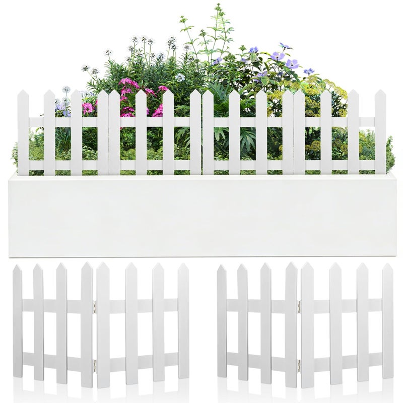DOITOOL White Picket Fence Garden Border, Wood Decorative Garden Fence Animal Barrier Landscape Fencing Border for Dogs, Flower Bed, Yard and Patio Outdoor Decor (Total Length: 120cm, Height: 30cm) - Image 1
