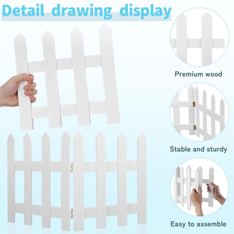 DOITOOL White Picket Fence Garden Border, Wood Decorative Garden Fence Animal Barrier Landscape Fencing Border for Dogs, Flower Bed, Yard and Patio Outdoor Decor (Total Length: 120cm, Height: 30cm) - Image 5