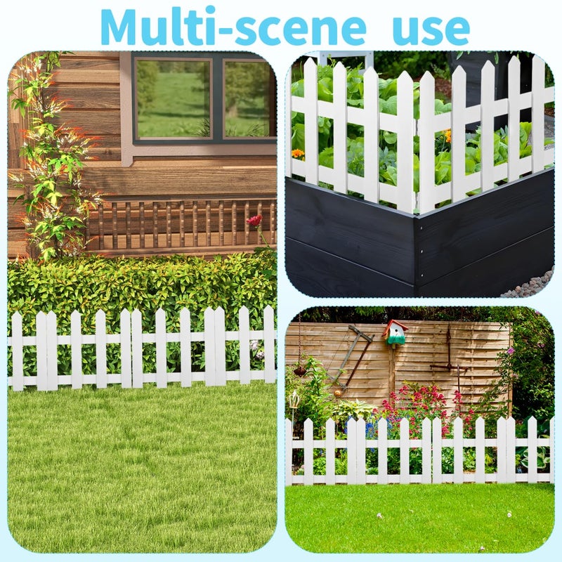 DOITOOL White Picket Fence Garden Border, Wood Decorative Garden Fence Animal Barrier Landscape Fencing Border for Dogs, Flower Bed, Yard and Patio Outdoor Decor (Total Length: 120cm, Height: 30cm) - Image 4