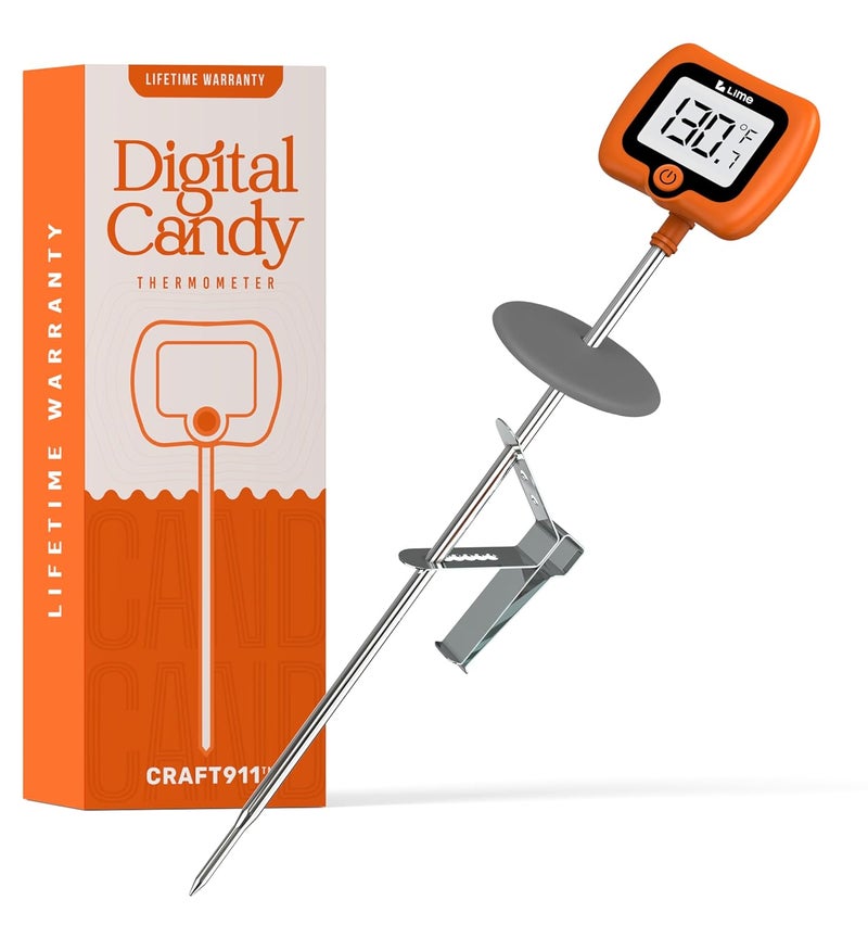Craft911 Digital Candy Thermometer with Pot Clip, 10" Long Stainless Steel Probe, Instant Read Kitchen Thermometer for Cooking, Baking, and Candy Making - Image 1