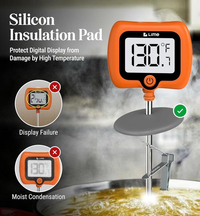 Craft911 Digital Candy Thermometer with Pot Clip, 10" Long Stainless Steel Probe, Instant Read Kitchen Thermometer for Cooking, Baking, and Candy Making - Image 3