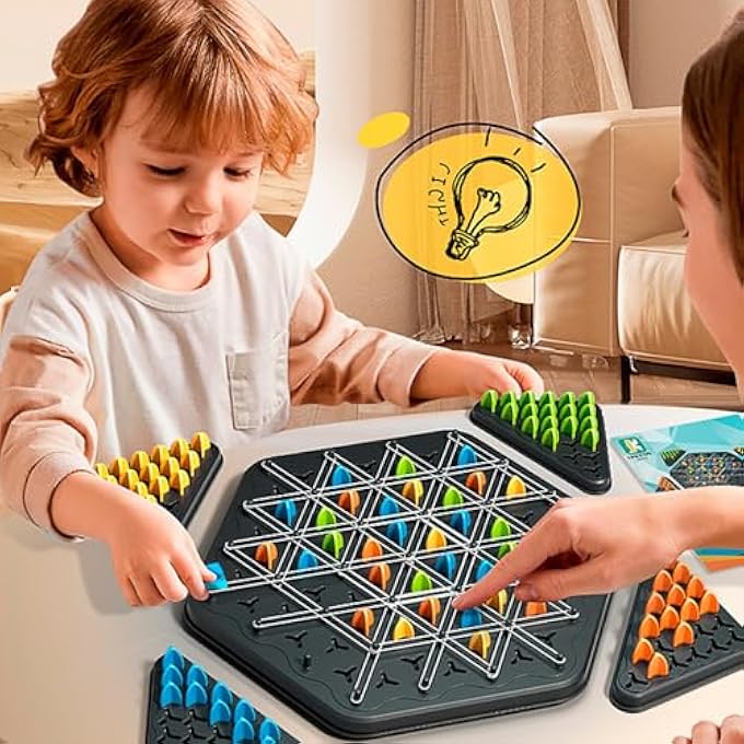 Soofam Chain Triangle Chess GameBoard Games for Family NightRubber Band Chain Triangle ChessFamily Games for Kids and AdultsEducational Desktop Chain Chess2 to 4 Players - Image 3