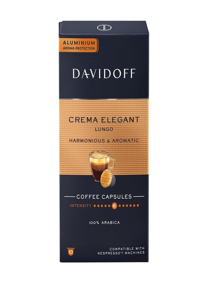 Davidoff Crema Elegant Lungo Harmonious & Aromatic Coffee 10 Capsules - 6/12 Intensity - 100% Arabica - 55G - Image 1
