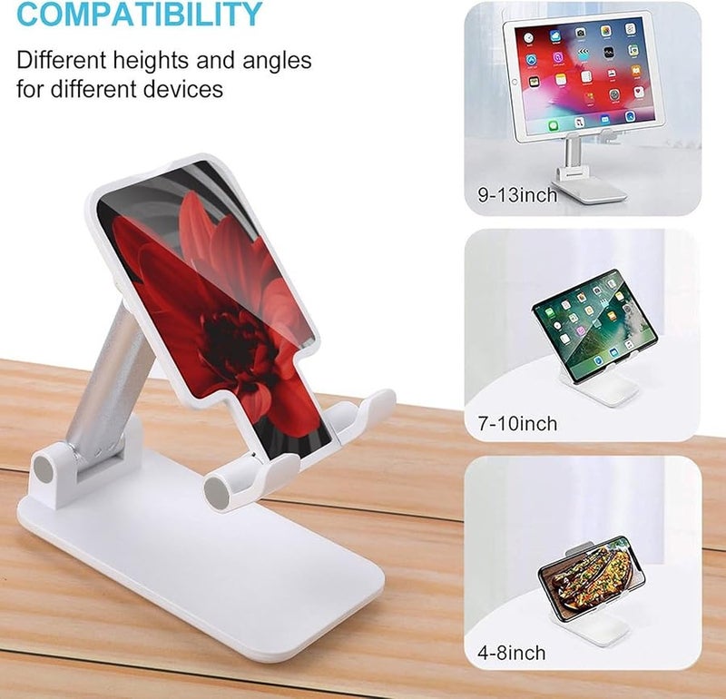 Adjustable Foldable White Red Flower Phone Stand Holder For Desk Travel - Image 3