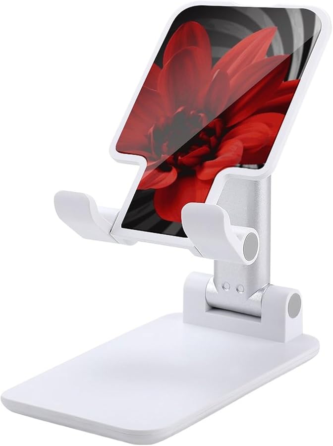 Adjustable Foldable White Red Flower Phone Stand Holder For Desk Travel - Image 2
