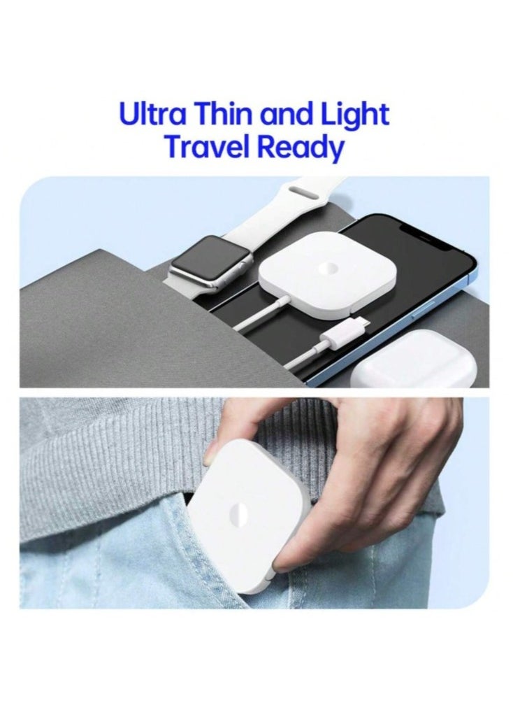 Generic - 15 watt 3-in-1 MagSafe Wireless Charger With Charging Stand Compatible With iPhone 15 /14 /13 /12 Series, Apple Watch, Airpods 3  Airpods pro - Image 1