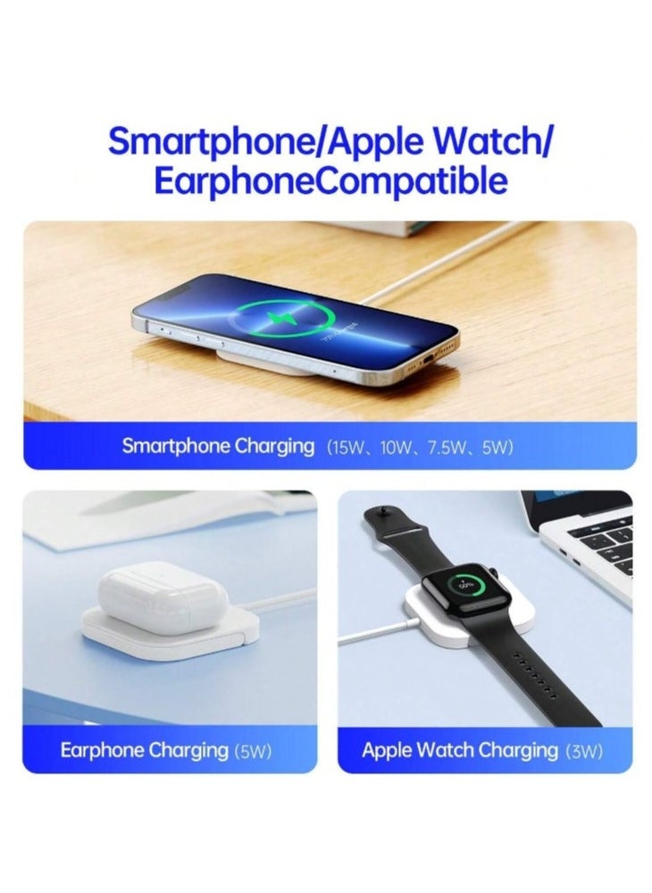 Generic - 15 watt 3-in-1 MagSafe Wireless Charger With Charging Stand Compatible With iPhone 15 /14 /13 /12 Series, Apple Watch, Airpods 3  Airpods pro - Image 1