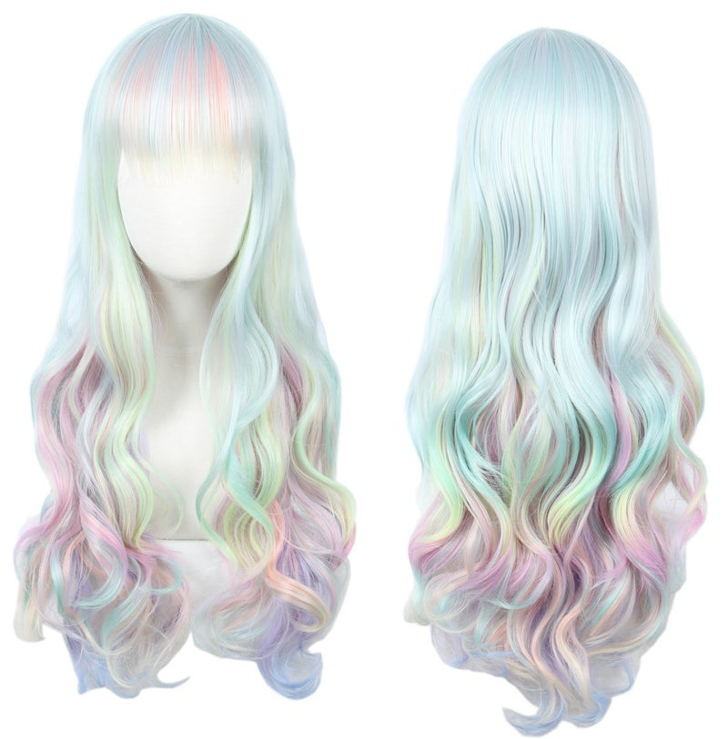 Linfairy Long Wave Ombre Cosplay Wig Halloween Costume Diamond Wig for Women