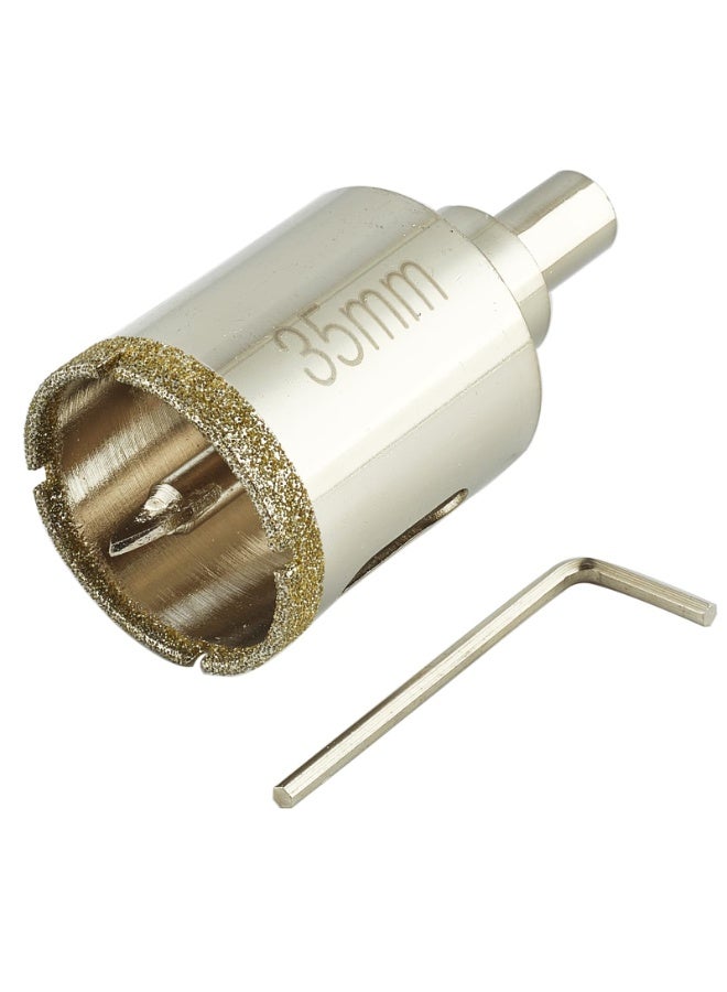 A 3/8-inch (35mm) diamond hole saw, suitable for marble, granite, ceramic, porcelain, and glass, with a cutting depth of 1-1/2 inches, ideal for thick countertops - Image 1
