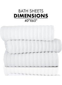 Classic Turkish Towels Classic Turkish Towels 3 Piece Luxury Bath Sheet Set - 40 x 65 Inch Soft and Thick Oversized Bathroom Towels Made with 100% Turkish Cotton (White)  - Image 5
