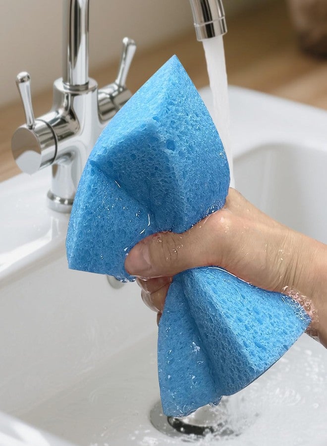 Spunspon Cleaning and Washing Sponge, 3 Pack Large Extra Thick Heavy Duty Sponge Multi-Purpose for Kitchen Bathroom Bike Boat Car, Natural Cellulose Sponges 4" X 6" X 2" (Blue - Image 5