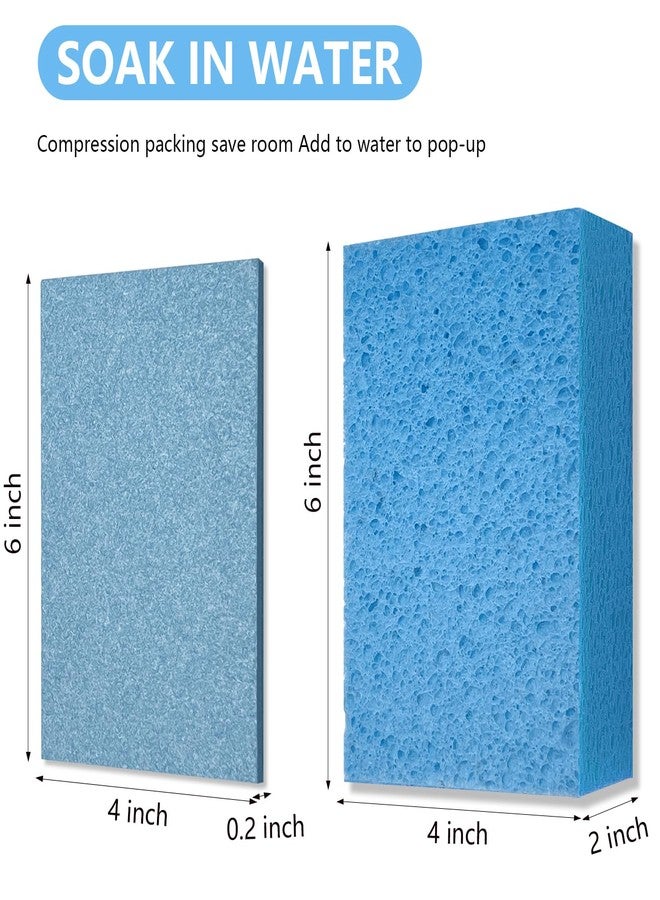 Spunspon Cleaning and Washing Sponge, 3 Pack Large Extra Thick Heavy Duty Sponge Multi-Purpose for Kitchen Bathroom Bike Boat Car, Natural Cellulose Sponges 4" X 6" X 2" (Blue - Image 2