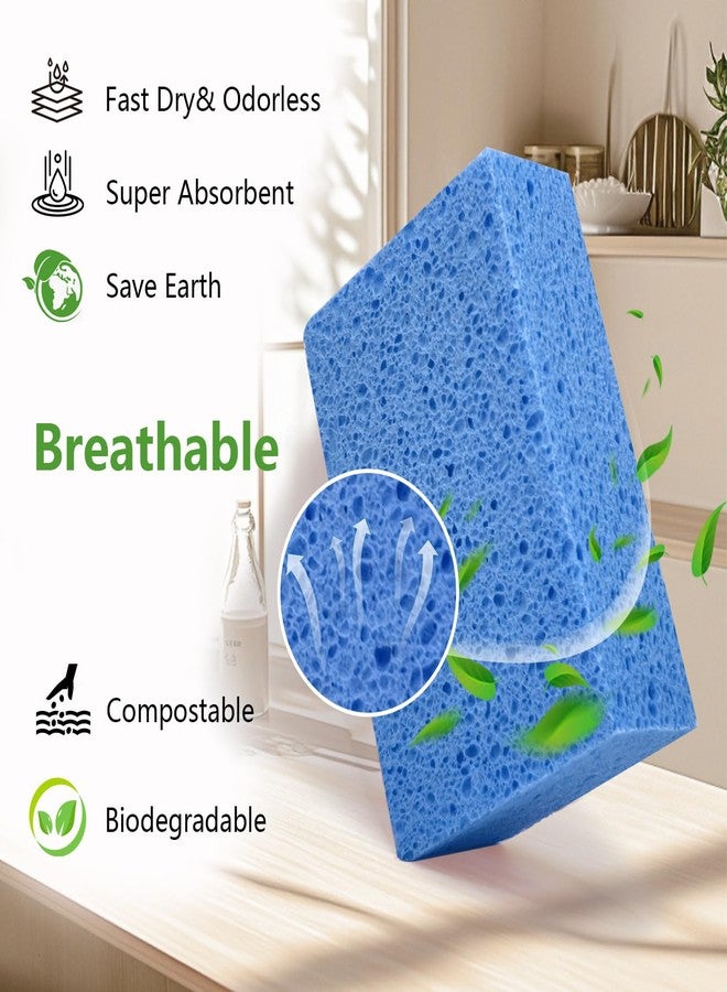 Spunspon Cleaning and Washing Sponge, 3 Pack Large Extra Thick Heavy Duty Sponge Multi-Purpose for Kitchen Bathroom Bike Boat Car, Natural Cellulose Sponges 4" X 6" X 2" (Blue - Image 4