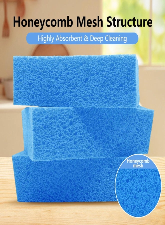 Spunspon Cleaning and Washing Sponge, 3 Pack Large Extra Thick Heavy Duty Sponge Multi-Purpose for Kitchen Bathroom Bike Boat Car, Natural Cellulose Sponges 4" X 6" X 2" (Blue - Image 3