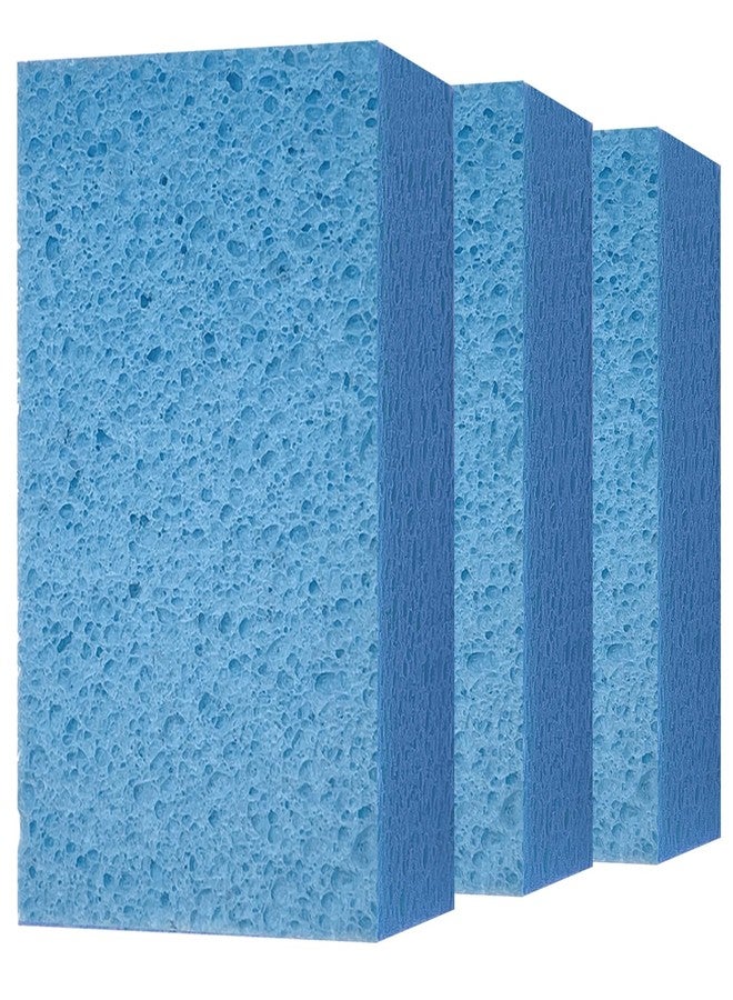 Spunspon Cleaning and Washing Sponge, 3 Pack Large Extra Thick Heavy Duty Sponge Multi-Purpose for Kitchen Bathroom Bike Boat Car, Natural Cellulose Sponges 4" X 6" X 2" (Blue - Image 1