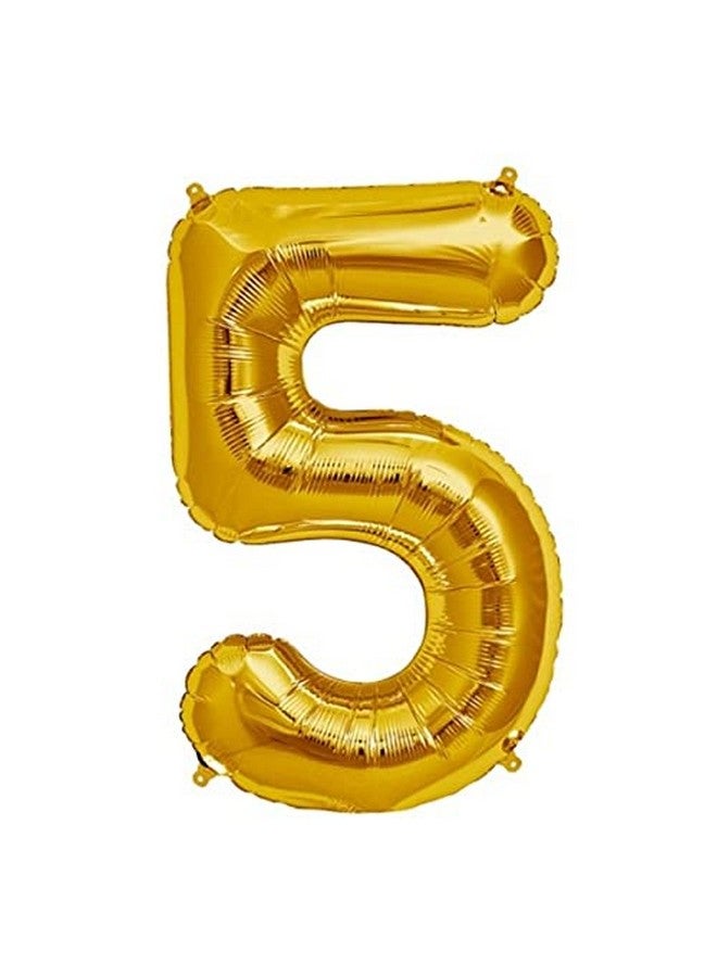 Balloonistics Balloonisctics Gold Balloon Alphabets for Party Decoration Choose Alphabets Numbers Make Your Own Custom Phrase for Party with 16 inch Golden Color Foil Letters & Numbers (Number 5) - Image 1