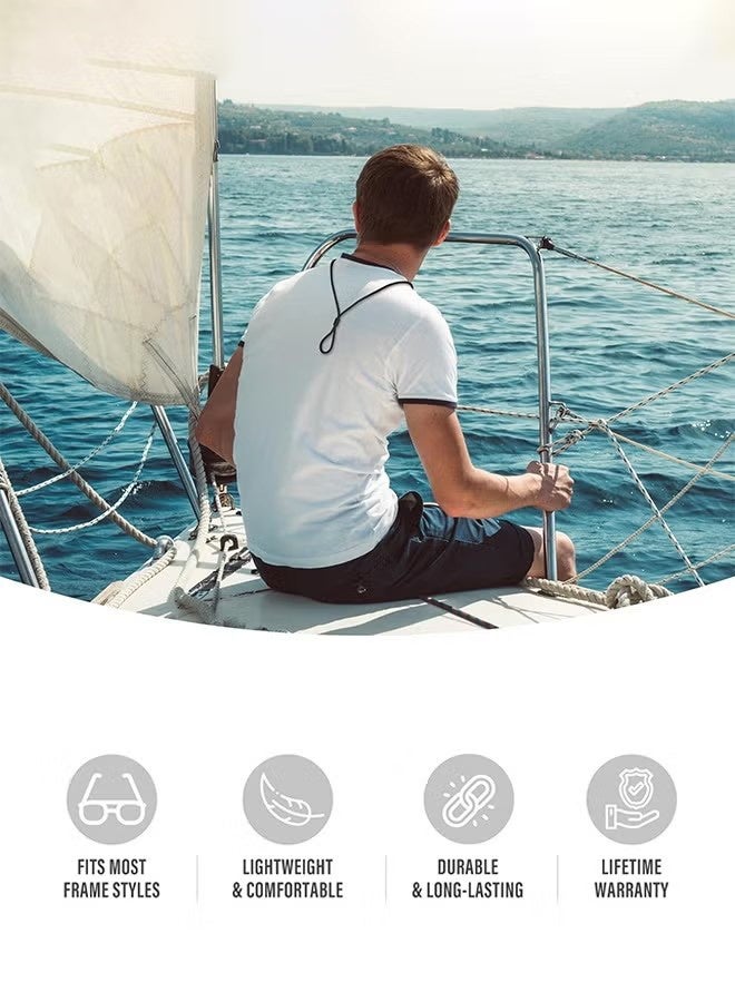 واي جيه حمالة نظارات العين -حمالة نظارات شمسية حبال للرجال النساء الأطفال -حاملات النظارات حول الرقبة -حمالة من خيط الملابس -2 PCS(أسود) - Image 4