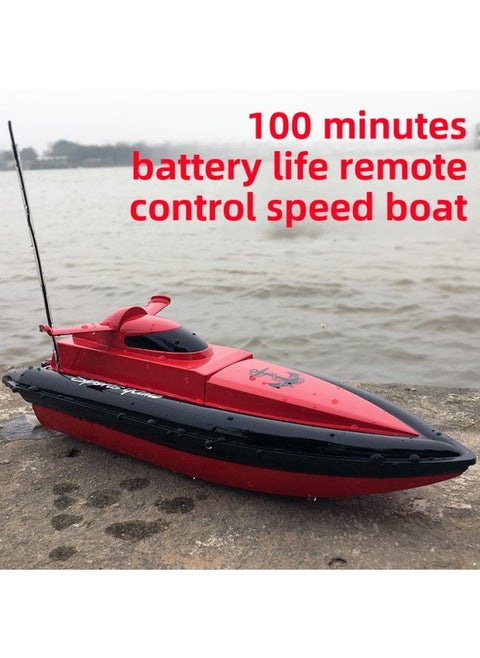 Mini Wireless Remote Control Boat Waterproof Simulation Hovercraft High Speed Boat Charging Electric Submarine Shark Toy For Children-Color:Remote Control Speedboat  Red-Specification:1 Rechargeable Lithium Battery