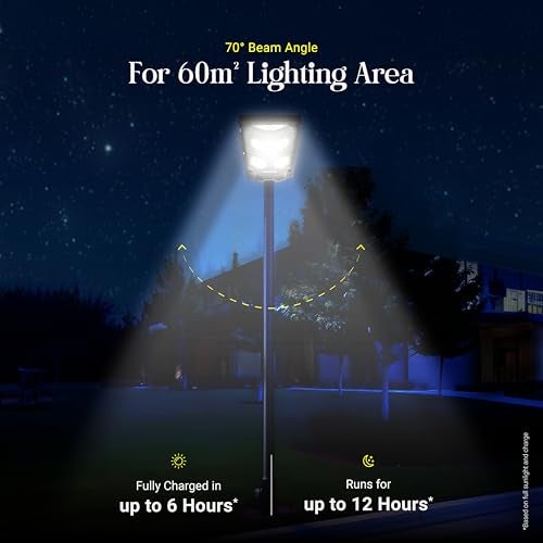 Dylect® Eco Solar Street Light – 500W Outdoor LED with Automatic Light Sensor, Remote Control & 12-Hour Runtime, for Home, Garden &Pathway | Cool White 6500K, IP64 Waterproof,ABS+PC Built (w/o Rod) - Image 5