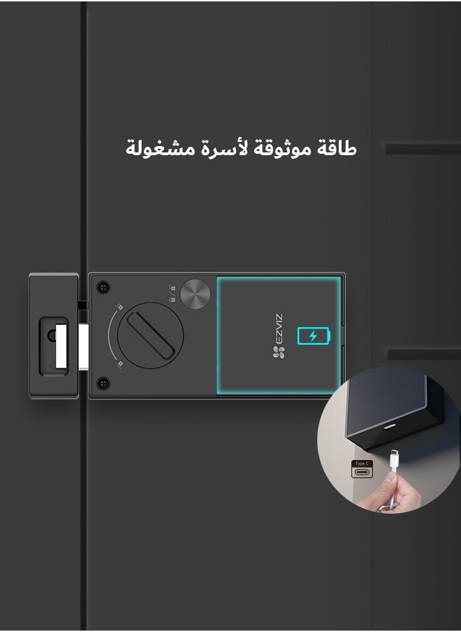 EZVIZ - EZVIZ DL03 Smart Door Lock Smart Lock - Bluetooth & Wi-Fi Enabled, Multi-Method Keyless Entry, Remote Control, Anti-Tamper Alerts, Easy Installation - Image 1