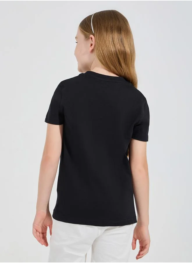 Styli Embroidery Detail Round Neck T-Shirt