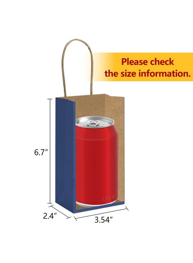 BagDream 100Pack 3.5x2.4x6.7 Inches Small-Kraft-Paper-Gift-Bags with Handles Bulk-Mini-Party-Favor-Bags Candy Bags Recyclable Tiny Navy Blue Paper Bag for Samples - Image 2