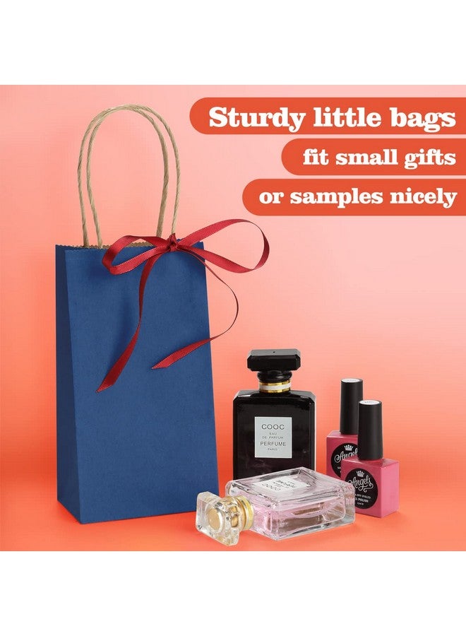 BagDream 100Pack 3.5x2.4x6.7 Inches Small-Kraft-Paper-Gift-Bags with Handles Bulk-Mini-Party-Favor-Bags Candy Bags Recyclable Tiny Navy Blue Paper Bag for Samples - Image 4