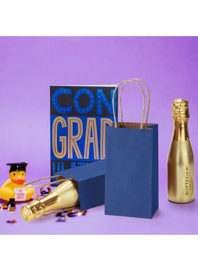 BagDream 100Pack 3.5x2.4x6.7 Inches Small-Kraft-Paper-Gift-Bags with Handles Bulk-Mini-Party-Favor-Bags Candy Bags Recyclable Tiny Navy Blue Paper Bag for Samples - Image 5