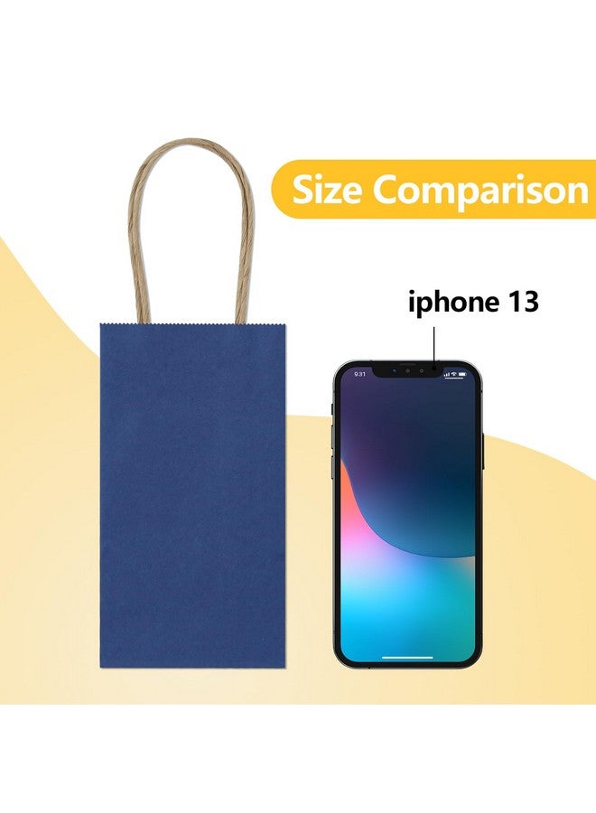 BagDream 100Pack 3.5x2.4x6.7 Inches Small-Kraft-Paper-Gift-Bags with Handles Bulk-Mini-Party-Favor-Bags Candy Bags Recyclable Tiny Navy Blue Paper Bag for Samples - Image 3