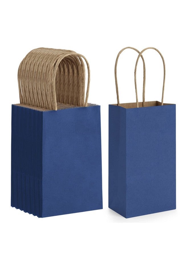 BagDream 100Pack 3.5x2.4x6.7 Inches Small-Kraft-Paper-Gift-Bags with Handles Bulk-Mini-Party-Favor-Bags Candy Bags Recyclable Tiny Navy Blue Paper Bag for Samples - Image 1