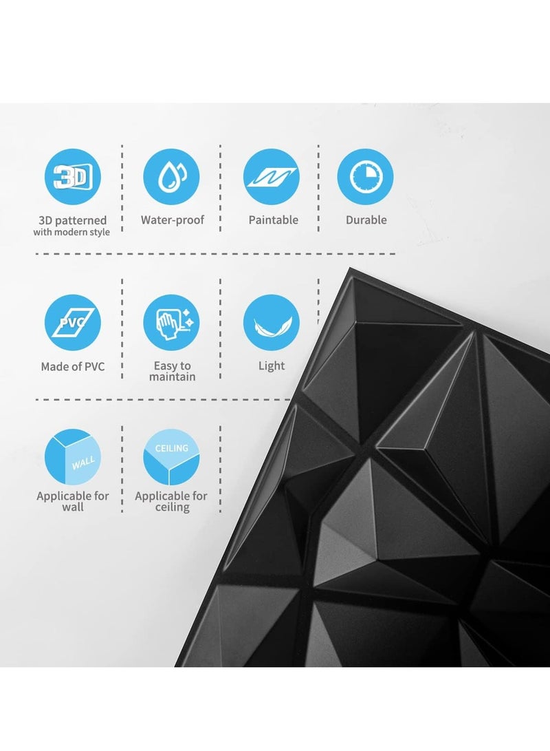 MissTiara 20pcs Diamond Design PVC 3D Wall Panels with 50M Double-Sided Adhesive, Suitable for Kitchen, Living Room, Bedroom, Bathroom, Office and Various Places, 30*30cm Each - Image 5