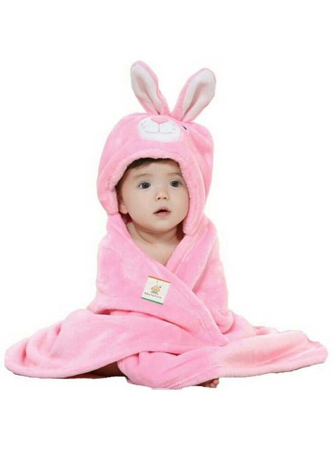 Brandonn Ultra Soft Organic Premium Bathrobe Bath Gown For Babies Baby Bath Towel(Pink Rabbit) - Image 1