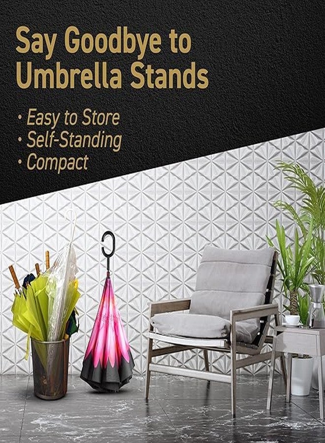 EBOFAB Inverted Reverse Double Layer Folding Umbrella Windproof Rain Protection with C-Shaped Handle Self-Standing Inside Out Design for Women and Men Hands-Free Travel Car Outdoor Weather Use - Image 4