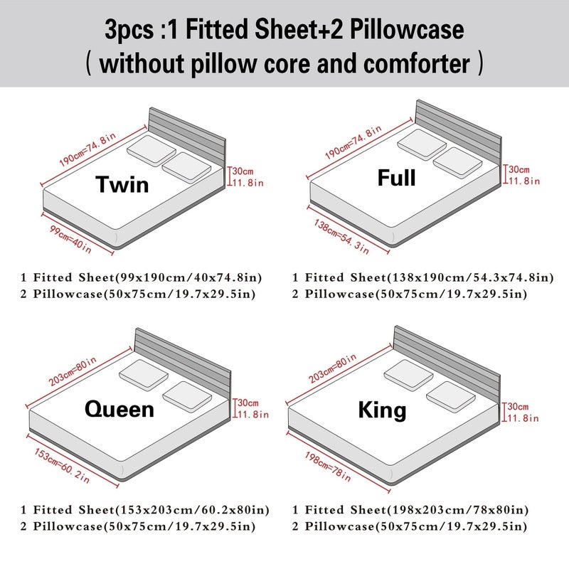 3pcs Light Luxury Silvery Grey Solid Color Fitted Sheet And Pillowcases Set For Full Size Bed - Image 3